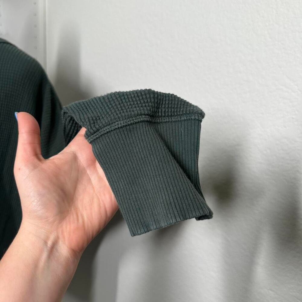 aerie Dark Green Off-Shoulder Waffle Knit Top - Picture 3 of 6
